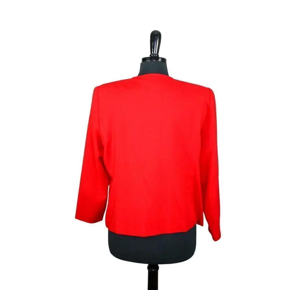 Vintage BFA Classics Red Blazer Jacket Open Front Classic Office Corp
